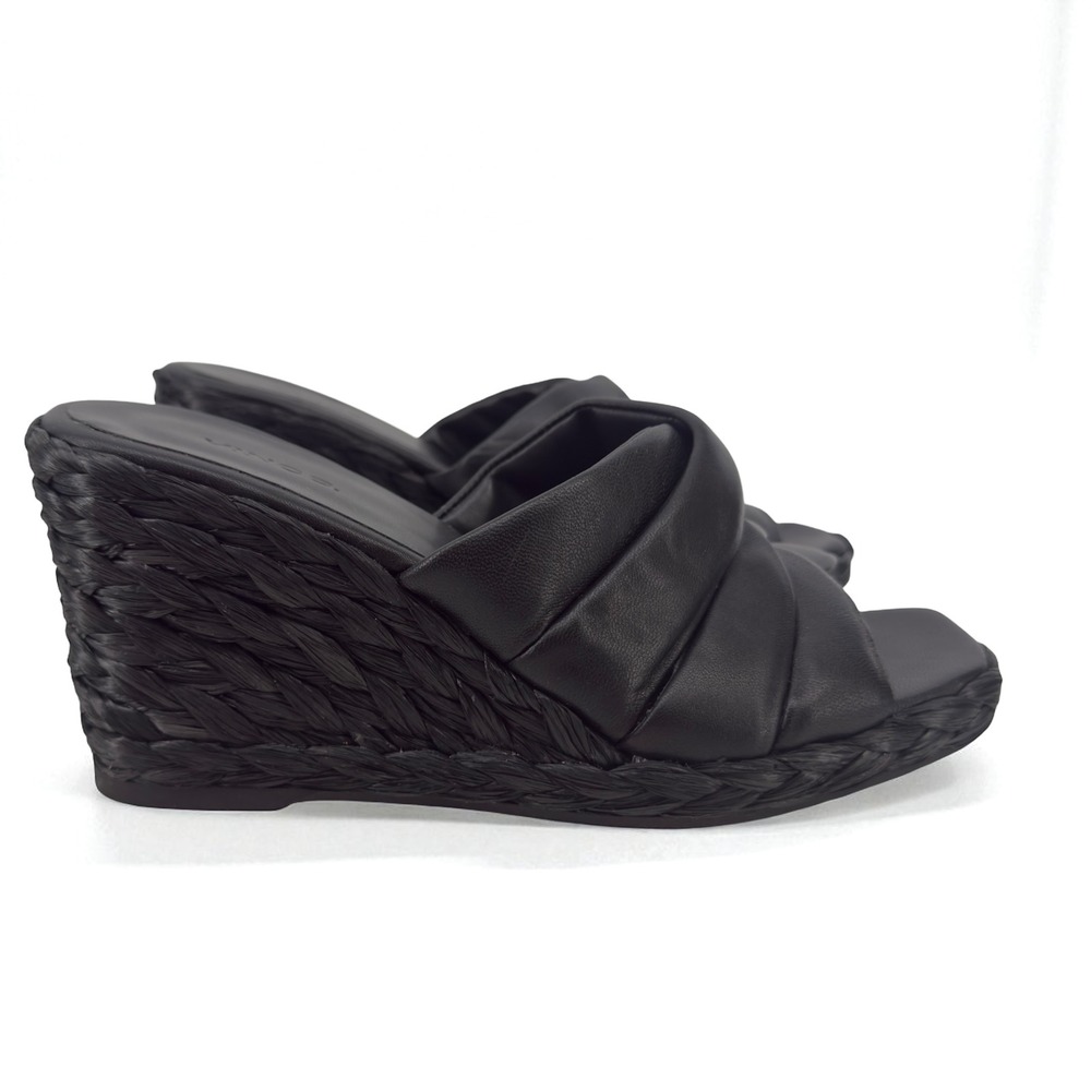 Vince Black Gilian Espadrille Braided Wedge‎ Sandal Size 7